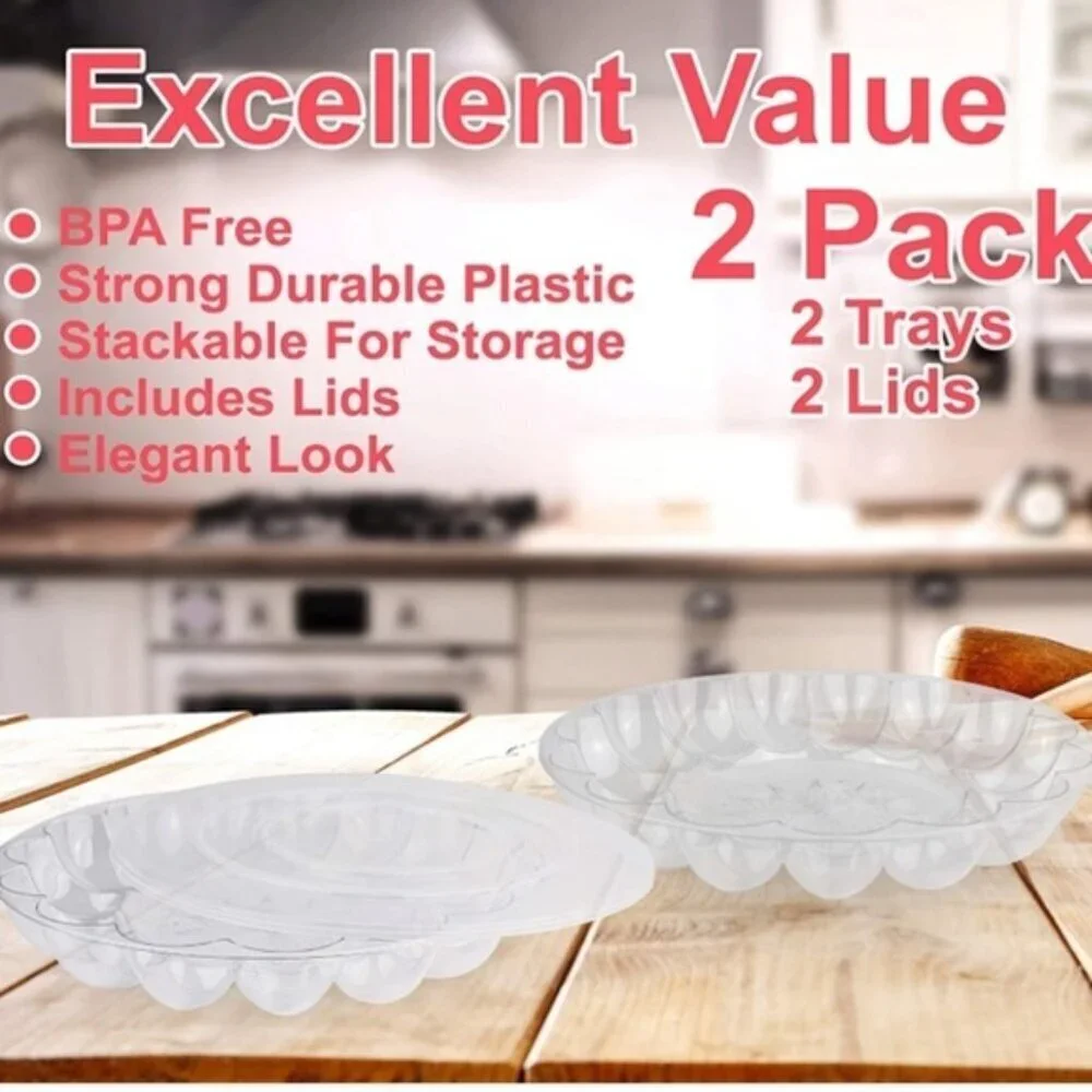 2 Travel Carry Trays Deviled Egg Storage Serving Trays Holds 48 Eggs